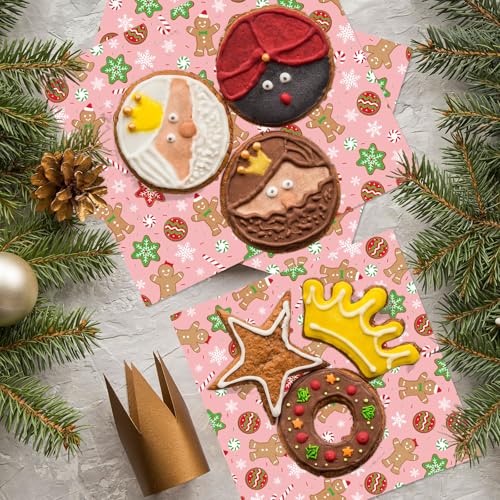 JarThenaAMCS 150Pcs Christmas Wax Paper Pink Gingerbread Man Snowflake Deli Paper Tissue Xmas Winter Sandwich Wrap Paper Oil-Proof Picnic Liners for Party Kitchen Supplies - color: Gingerbread Man