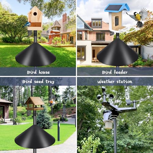 Gtongoko Smart Bird Feeder Pole Squirrel Proof 1-Inch Dia 79 Inch Bluebird House Pole for Outdoors Squirrel Baffles for Feeders Weather Station Heavy Duty Metal Mounting Kit Black - color: 79 Inch with Baffle