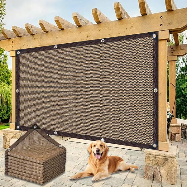 Shade Cloth Garden Plants,70% Sunblock Shade Neting -for Outdoor Garden Bed Neting Mesh Pergola Patio Lawn Sun Cloth Dog Kennel Cover Chicken Coop[Brown 5x12FT] - size: 5×12FT