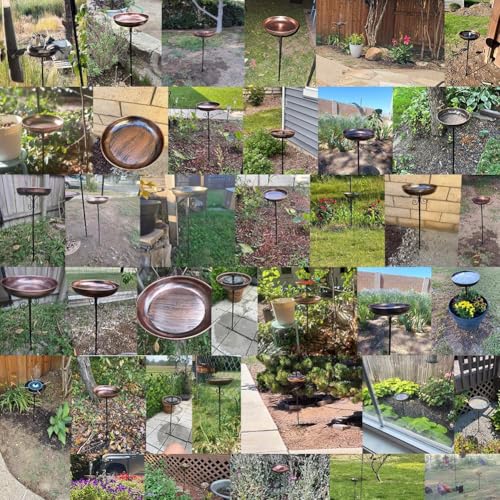 Small Metal Bird Bath for Outdoors, 10" Dia Bowl with Stake Birdbaths Garden Yard Lawn Decor 0.4 Gallon (Pack of 2) - size: 10 "diameter, 1.6" depth (Pack of 2)