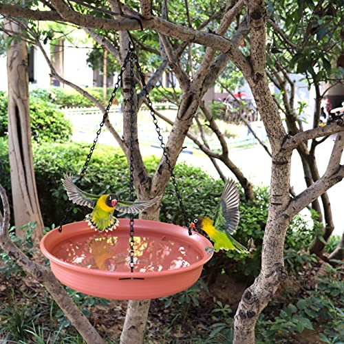 12 Inch Hanging Bird Bath and Feeder With Hook and Chain for Outdoor Garden Yard Patio