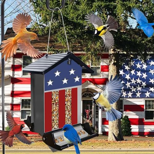 Squirrel Proof Bird Feeder for Outdoors,6LB Large Capacity,Metal Wild Bird Seed Feeder with Bilateral Weight-Activated Perches for Outside Hanging,Finch,Cardinal,Blue Jay,Garden（Grey - color: Gray