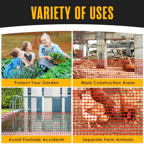 Houseables Plastic Mesh Fence, Construction Barrier Netting, Orange, 4'x100' Feet, 1 Roll, Garden Fencing, Fences Wrap, Above Ground, for Snow, Poultry, Chicken, Safety, Deer, Patio, Garden Netting - color: Orange