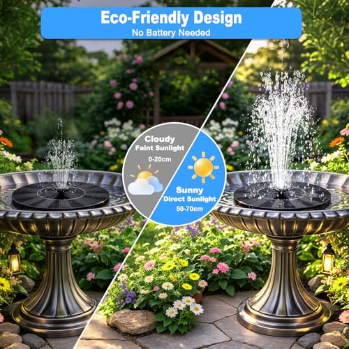 Solar Fountain, Upgraded Bird Bath for Outside Garden Patio Pond | 3.5W Solar Water Fountain Pump, 6 Nozzles 4 Fixed Stakes, No Battery Needed, Easy to Use - color: 3.5w Solar Fountain Pump
