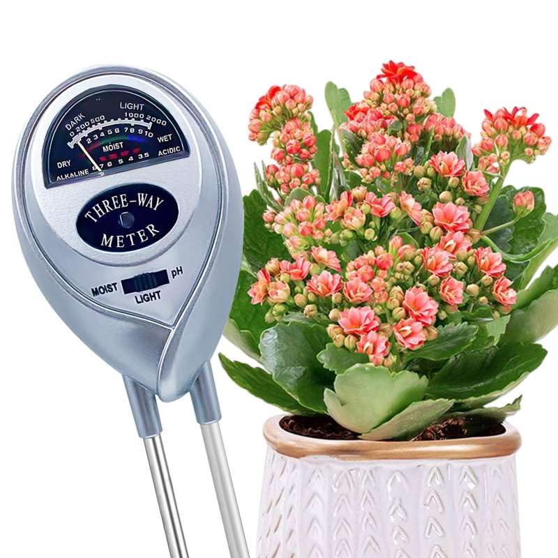 Soil Tester, Soil pH Meter, 3-in-1 Soil Moisture/Light/pH Tester, Plant Moisture Meter Light and PH Tester Gardening Tool Kits for Plant Care, Great for Garden, Lawn, Farm, Indoor & Outdoor Use - color: SILVER