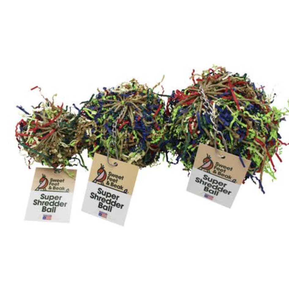 Sweet Feet and Beak Shredder Ball, Large, 7" Bird Shredding & Foraging Toy | Stuffed with Shredded Paper & Wood Toys, Encourages Foraging, Climbable Design, Available in 3 Sizes, Bird Perch Toy - size: 7 inch