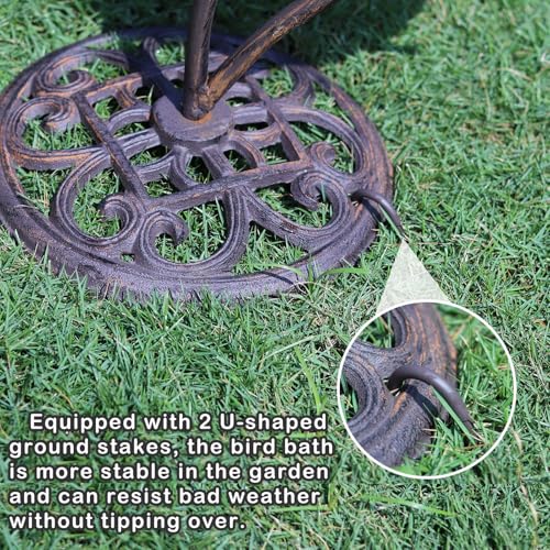 39"H Metal Bird Houses,Birdhouse for Outdoors,Bird Bath for Outside | Metal Bird House Bird Feeder, Cast Iron Pedestal,3-in-1, Garden Yard Lawn Decor