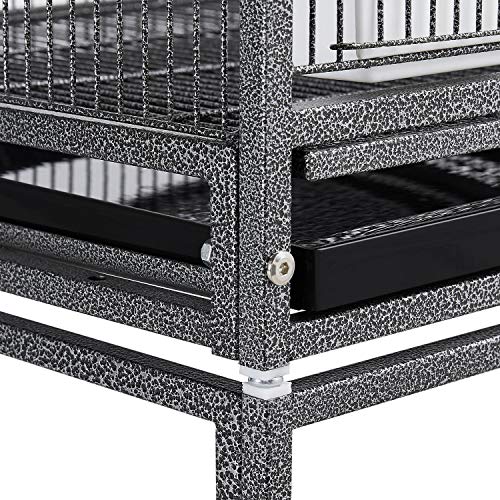 Yaheetech 41.5" Stackable Divided Breeder Breeding Parakeet Bird Cage for Canaries Cockatiels Lovebirds Finches Budgies Small Parrots with Rolling Stand, Black - color: Black