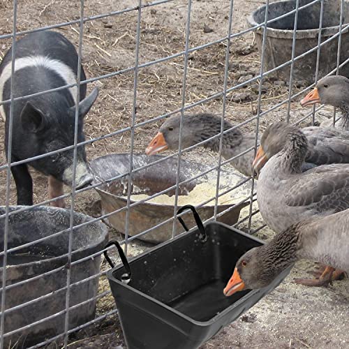 Hanging Fence Feeder for Chicken, Duck, Goat, Pig Poultry Feed Trough Chicken Feeder Bucket Feeding Container for Livestock (Black)