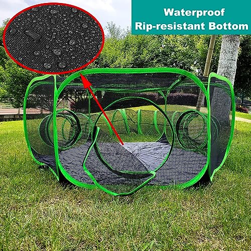 Small Animal Playpen Guinea Pig Hedgehog Cage Rabbit Cage with Fun Surround Tunnel Breathable & Transparent Pop Open Exercise Yard Fence with Top Cover Anti Escape - color: Upgrade