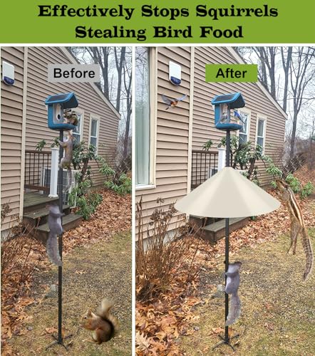 19 Inch Wide Squirrel Baffle for Bird Feeder Pole, Outside Pole Mount Stopper & Bird House Guard for Outdoor Shepherd’s Hook, Beige, 1 Pack - color: Beige