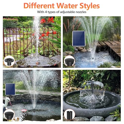 Antfraer 25W Solar Fountain Pump, Solar Water Pump 320GPH Flow Adjustable, Solar Powered Water Pump with 16.5Ft Cord Length for Small Pond, Fish Pond Bird Bath Garden Waterfall Hydroponics - size: 25W