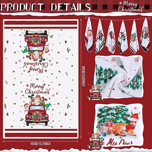 Oudain 6 Pcs Christmas Kitchen Towels Christmas Hand Towels Buffalo Plaid Xmas Tree Snowman Dish Cloths 24 x 16 Inch Santa Truck Decorative Tea Dishcloths for Home Kitchen Bathroom Winter Xmas Gifts - color: Cute
