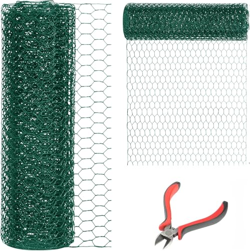 24'' x 150' Green Chicken Wire Fencing, 1 inch Chicken Wire and 19 Gauge Poultry Netting, Garden Mesh Fence Roll for Floral Arrangements/Crafts/Farm/Livestock/Pet Protection - size: Green /19 Gauge 24" x150'