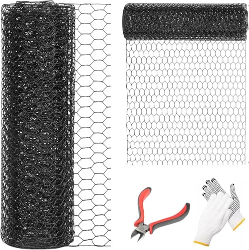 60'' x 100' Black Chicken Wire Mesh Fence, 15 Gauge Poultry Netting and 2 inch Mesh Fence Roll, Chicken Wire for Floral Arrangements/Crafts/Farm/Livestock/Pet Protection