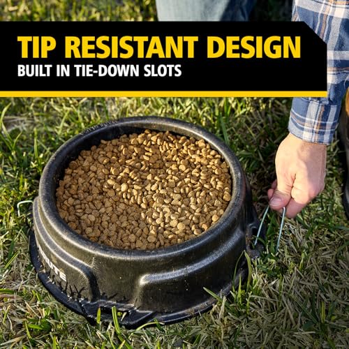 Rubbermaid Commercial Products Brute 1.25-Gallon Tip-Resistant Animal Pan Feeder with Tie-Down Slots, RigidCell Construction, Made in USA for Livestock & Small Animals - size: 1.25 Gal, style: Pan Feeder