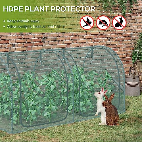 Outsunny 8' x 4' Crop Cage Plant Protection Tent for Garden, Green | Two Zippered Doors, Steel Frame, Storage Bag, 4 Ground Stakes, Yard, Lawn