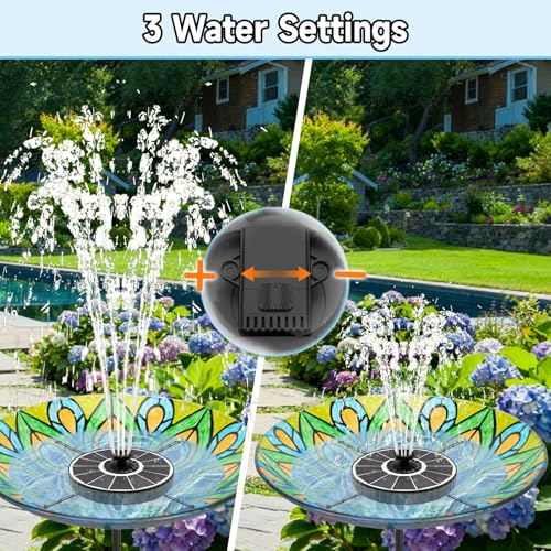 Yzert Solar Fountain, 3-Level Adjustable Water Height, 3.5W Glass Powerful Outdoor Fountain Pump with Rotating Rods & 7 Nozzles for Bird Bath, Garden, Pond, Patio, Flower Pot (2026 Model,White) - color: White