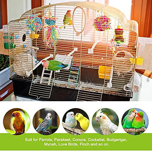 YUEPET 4 Pack Bird Shredder Toys, Foraging Toy for Birds | Paper Strips for Shredding, Small Parrot Chew Toys, Cage Hanging Hooks, For Budgies, Parakeets, Lovebirds & Cockatiels