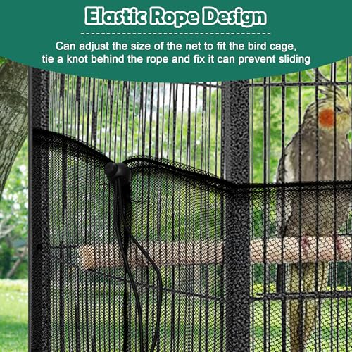 2 Pack Bird Cage Seed Catcher Guard, Adjustable Bird Cage Mesh Net Cover | Heavy Duty Nylon Mesh Netting for Parrot Parakeet Macaw African - size: Large
