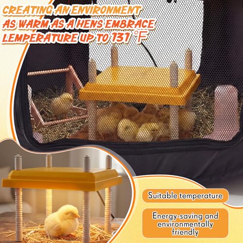 42 in Brooder Box for Chick, 7-in-1 Chick Starter Kit, Includes 10×10 in Heating Brooder Plate, Baby Chicken Pen, 2pcs Chicken Feeder, 2pcs Waterer, Perch, Nesting Pad up to 15 Chicks, Duck, Quail