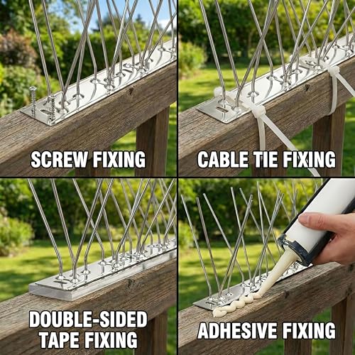 Bird Spikes 9.84FT, 304 Stainless Steel Bird Deterrents Spikes for Outside to Keep Birds Away Birds Scare Devices Outdoor 12Pcs - size: 9.84Feet