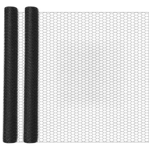 GlikCeil 36 in x 200 ft Chicken Wire Fencing Metal Floral Chicken Wire Mesh for Crafts Poultry Garden, 1 Inch Hexagonal Galvanized Hardware Netting for Poultry Coop Barrier Rabbit Cage (Black) - color: Black, size: 36 in X 200 ft