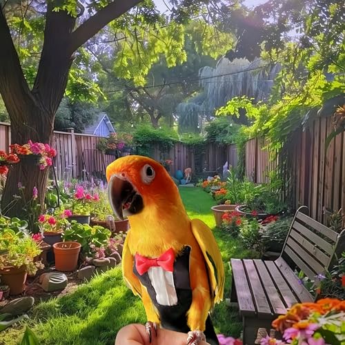 Bird Diapers Bird Harness Tuxedo Flight Suits with 80in Flying Leash Parrot Nappy with Waterproof Inner Layer Urine Wet Suite for Cockatiel Conure Parakeet Macaw Budgie-Black,L - size: L