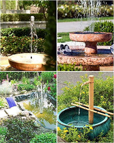 Biling 6.5W Solar Water Pump 5 Spray Patterns for Bird Bath Small Pond | Solar Fountain with Longevity Solar Panel, Dry-Run Protection, 5ft Tubing for Outdoor Garden Pond, Pool - size: 6.5W