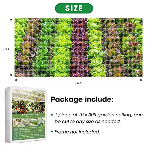 Unves 10' x 30' Garden Netting, Mosquito Bird Netting for Garden | Insect Plant Cover Bug Net Mesh for Vegetables Fruits Trees Flowers Blueberries Tomatoes Protection - size: 10 x 30 Ft x 1 pc