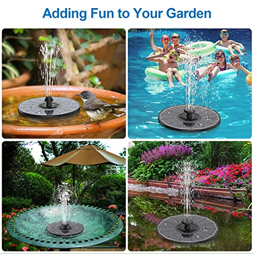 3.5W Solar Fountain with 2000mAh Battery - Work On Cloudy Days - Upgrade Glass Panel Solar Bird Bath Fountain, Hummingbird Water Feature Pump with 7 Nozzles, 4 Fixed Pipes for Garden, Pool - color: Black