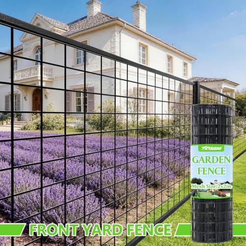 Black PVC Coated Welded Wire Fencing,2"x2" 16 Gauge,60inch H x 100ft L Garden Wire Fence Roll,2/3/4/5/6ft Tall x 50/100 ft Long Vinyl Coating Metal Wire Mesh for Yard,Farm,Dog,Vegetable Protection - color: Black, size: 2"x2" 60inx100ft