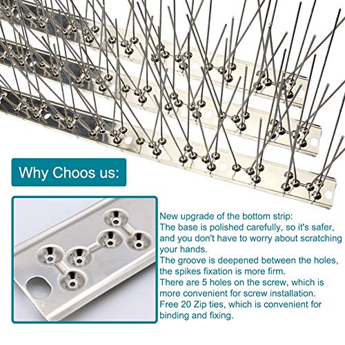 Bird Spikes Cover 11Feet Stainless Steel Pigeons Spikes Small Bird Spikes for Roof Fence Window Mailbox(10pcs) - size: 10.8Feet(10pcs)