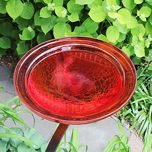 Achla Designs CGB-09R-RM 12 Inch Red Crackle Rail Mount Bracket Birdbath - color: Red