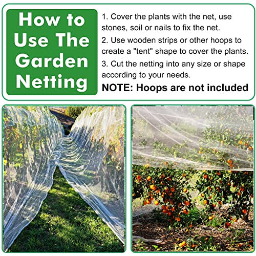 Unves Garden Mesh Netting, 8' x 20' Mosquito Bird Netting Row Cover | Fruit Tree Net Screen Protect Plant Vegetables Fruits Crops from Cicada, Garden Bed Cover Plant Protecting Net - size: 8 x 20 Ft x 1 pc