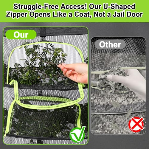 LUKETURE 6-Layer Hanging Herb Dryer Rack - with U-Zipper Mesh Net & Hook, Foldable Collapsible Drying Rack for Plants, Herbs, Flowers, Fish, Jerky, Laundry