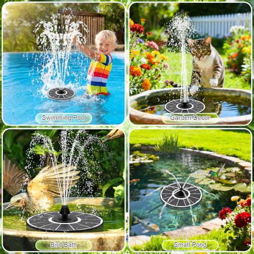 SZMP Solar Fountain with 3 Spray Height, 3.5W Glass Solar Bird Bath Fountain with 4 Adjustable Fixed Rods, and 7 Nozzles, Outdoor Solar Water Fountain Pump for Bird Bath, Garden, Pool, Pond - color: White