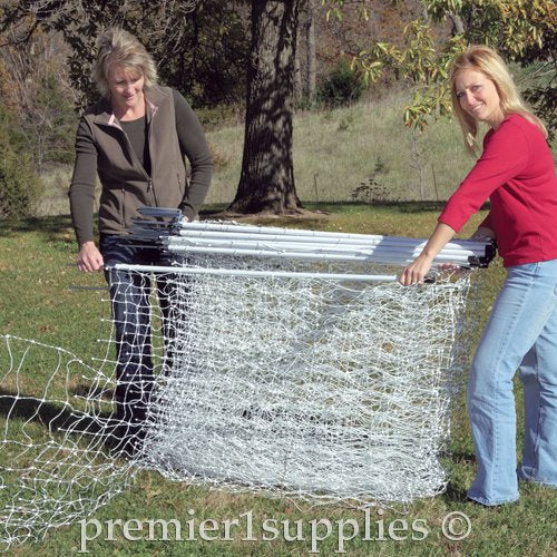 Premier 1 PoultryNet® Electric Fence for Chickens – 48"H x 164'L | White/black, step-in posts. Contains chickens, ducks & turkeys. Keeps out coyotes, foxes & dogs. Energizer sold separately.