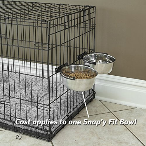MidWest Homes for Pets Snap'y Fit Stainless Steel Food or Water Bowl, Holds 10 Ounces, Mounts to Wire Crates, No-Tip Design, Rust-Resistant, for Small Dogs and Cats - size: 10 Ounces