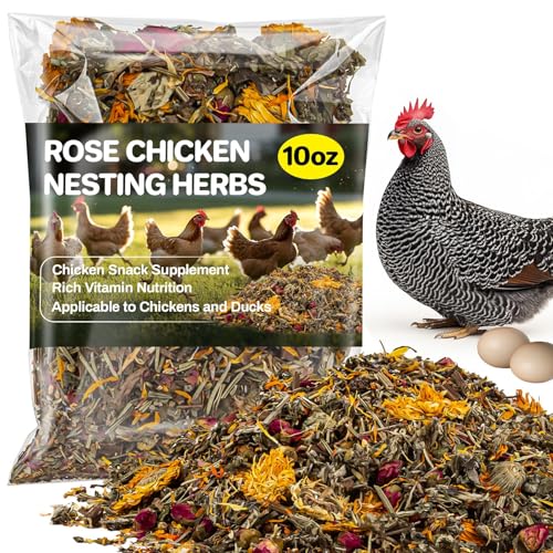 Sukh 10oz Chicken Nesting Herbs - Poultry Herb Blend and Hemp Bedding | Chicken Coop Accessories for Hens Ducks, Nesting Box Pads, Roosting Bars, Winter Coop Decor and Poultry Habitat Supplies