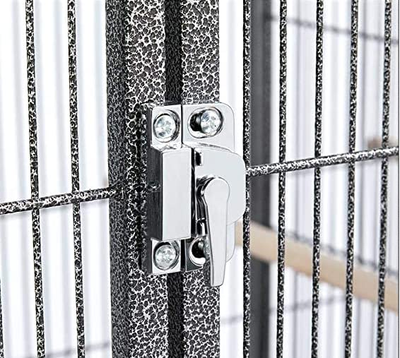 Extra Large Elegant and Durable Wrought Iron Climbing Ladder Perch Stand Play Top Ground Bird Parrot Metal Cage Around Seed Guard Storage Shelf with Heavy Duty Lockable Rolling Wheels - size: 32" x 23" x 69"H