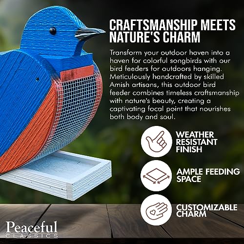 Blue Jay Shaped Wooden Seed Tray - Decorative Amish-Made Wildlife Station with Easy Refill Roof - color: Blue Jay
