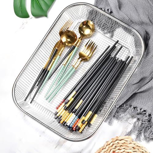 Utensil Drying Rack, 2 Pack Utensils Holder Dishwasher Silverware Basket | Compact Dish Rack, Kitchen Counter Drainer, Chopsticks, Spoons, Forks, Knifes Drainer Organizer - size: 2pcs Large