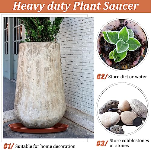 Eccliy 6 Pack Plastic Plant Saucer Heavy Duty Planter Saucers Large Plant Pot Saucers Plastic Water Trays for Indoors and Outdoors Flower Plant Plant Drip (Terracotta,25 Inch) - color: Terracotta, size: 25 Inch, style: Round