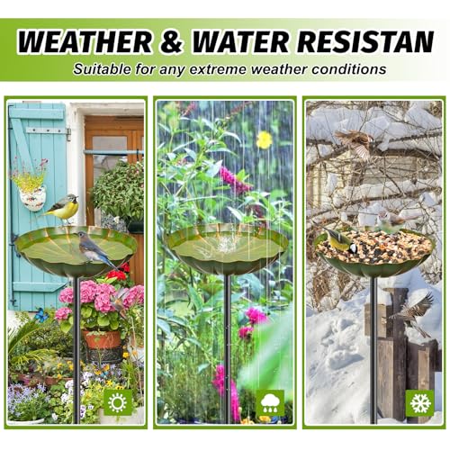 2PCS Metal Flower Bird Bath for Outside, Small Hummingbird Bath Bowl Detachable Birdfeeder Bowl Garden Decor for Outdoor Yard Lawn (2PCS-Yellow-Green) - style: 2PCS-Yellow-Green