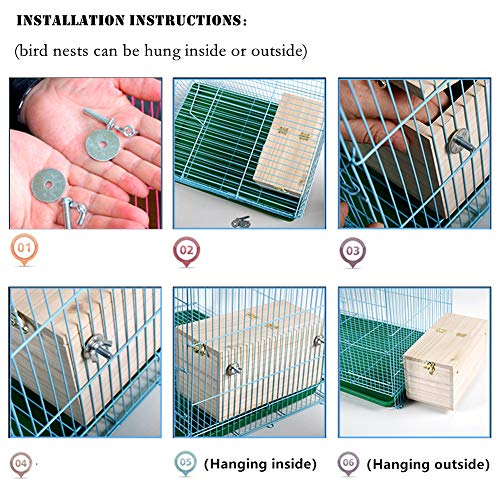 YJJKJ Wood Parakeet Nest Box Pet Bird House Parrot Breeding Mating Box Bird Cage Box for Lovebirds Cockatiel Parrotlets Budgerigar Parakeet (M) - size: Medium