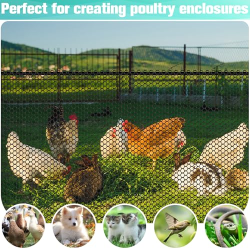 Plastic Mesh Fence Sheet 15.7IN x 10FT - 0.3IN Opening Plastic Chicken Wire Netting Roll Durable for Dogs, Poultry, Puppy, Garden Snake Barrier with 50 Pcs Zip Ties - Black - color: Black, size: 15.7IN x 10FT + 50Ties