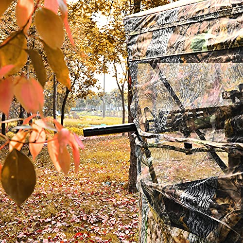 Tangkula 3 Person Pop up Ground Blind, Portable Hunting Blind with Mesh Windows, Carrying Bag & Ground Stakes, Camouflage Hunting Tent with Hub System, Camo Deer Blinds for Hunting - style: Slide Window