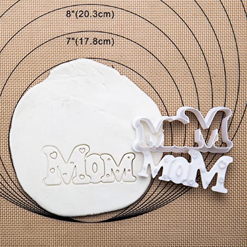Cookie Cutter Mom Mothers Gifts Baking Fondant Molds with Plunger Stamps Handle Detailed Cake Decor PLA Cutter Molds Party 3.5" Kitchen Supplies - color: Mom Letter