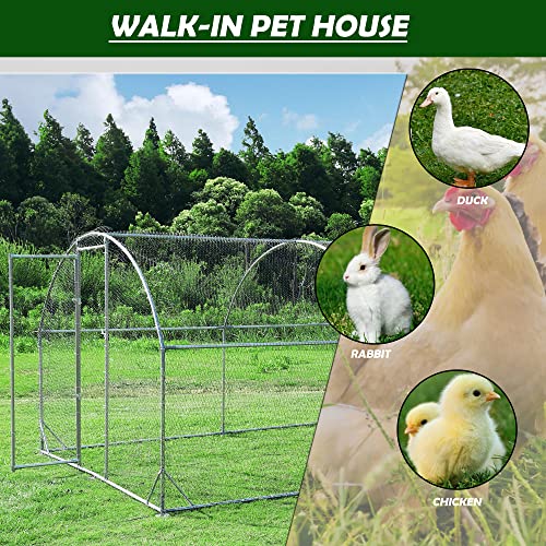TOLEAD Large Metal Chicken Coop Upgrade Tri-Supporting Wire Mesh Chicken Run,Chicken Pen with Water-Resident and Anti-UV Cover,Duck Rabbit House Outdoor(9’ W x 19’ L x 6.5’ H) - size: Dome Roof 228.0"L x 108.0"W x 78.0"H